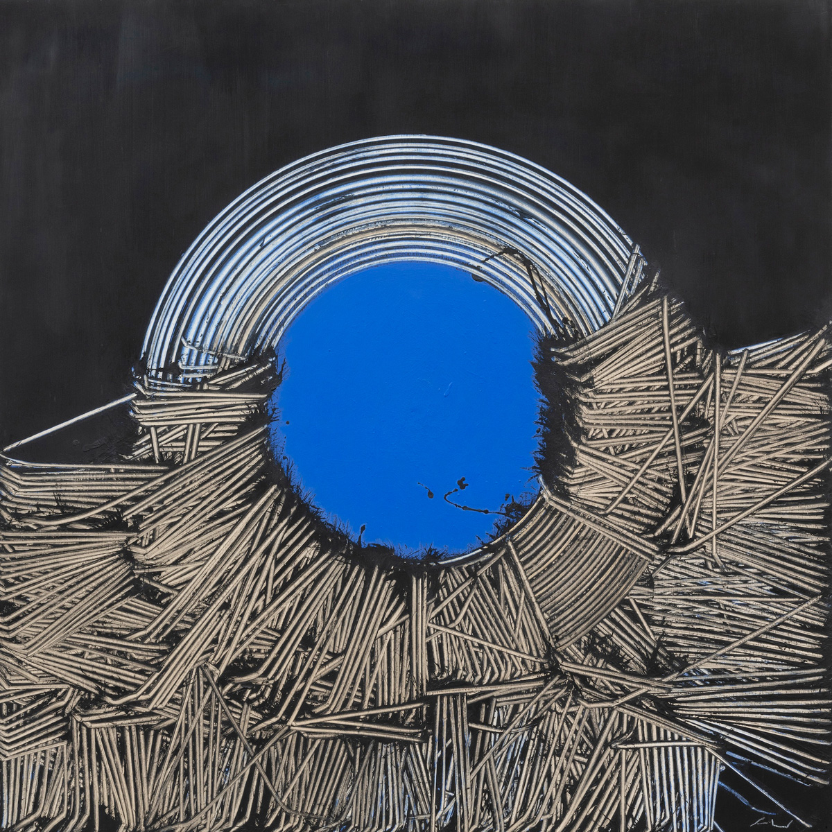 SCANAVINO, Nella speranza che l’azzurro non muti, 1970, olio su tavola, cm 100×100